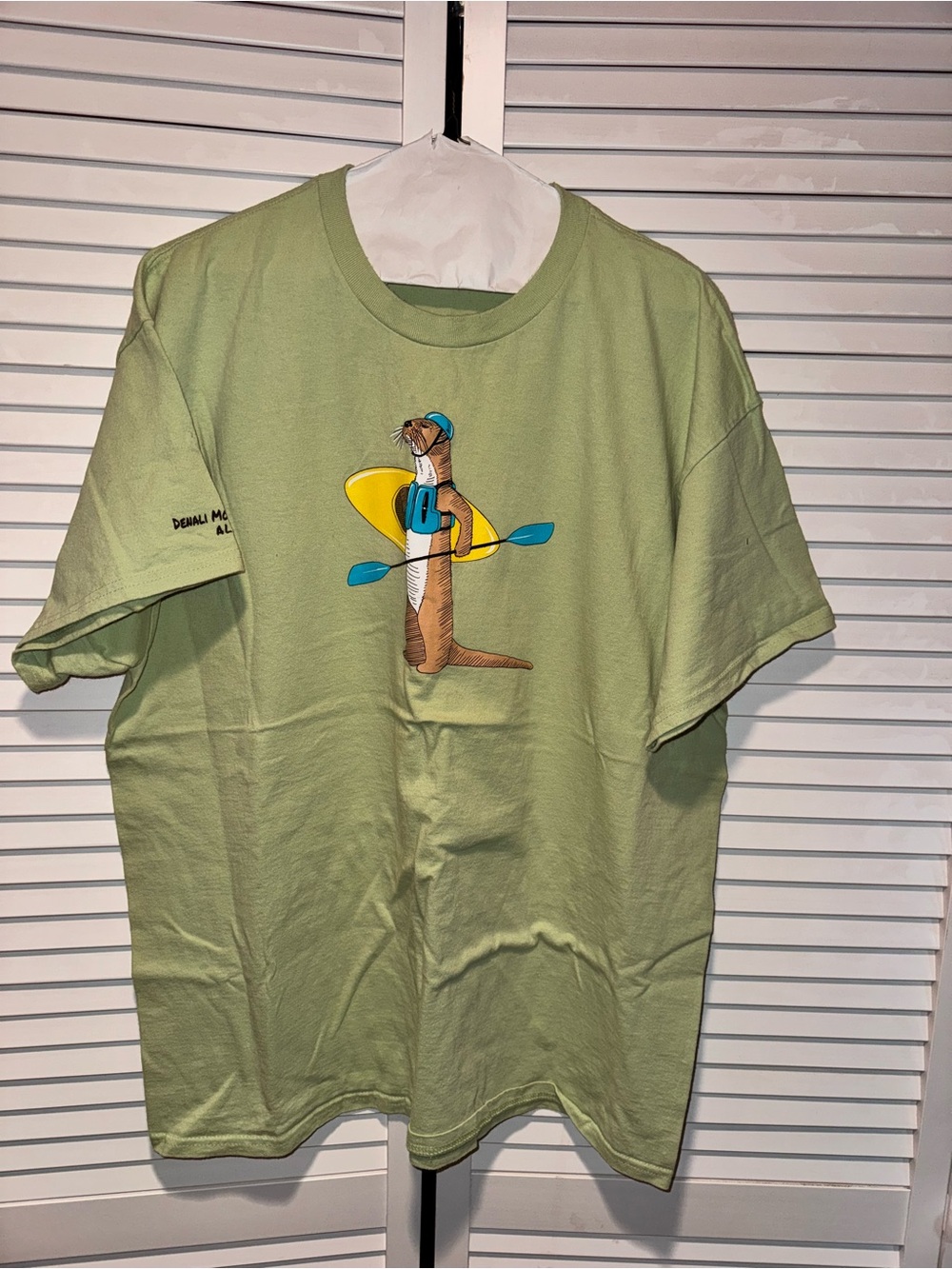 Gildan Pale Lime Crewneck Tee with Screen Graphic Cotton